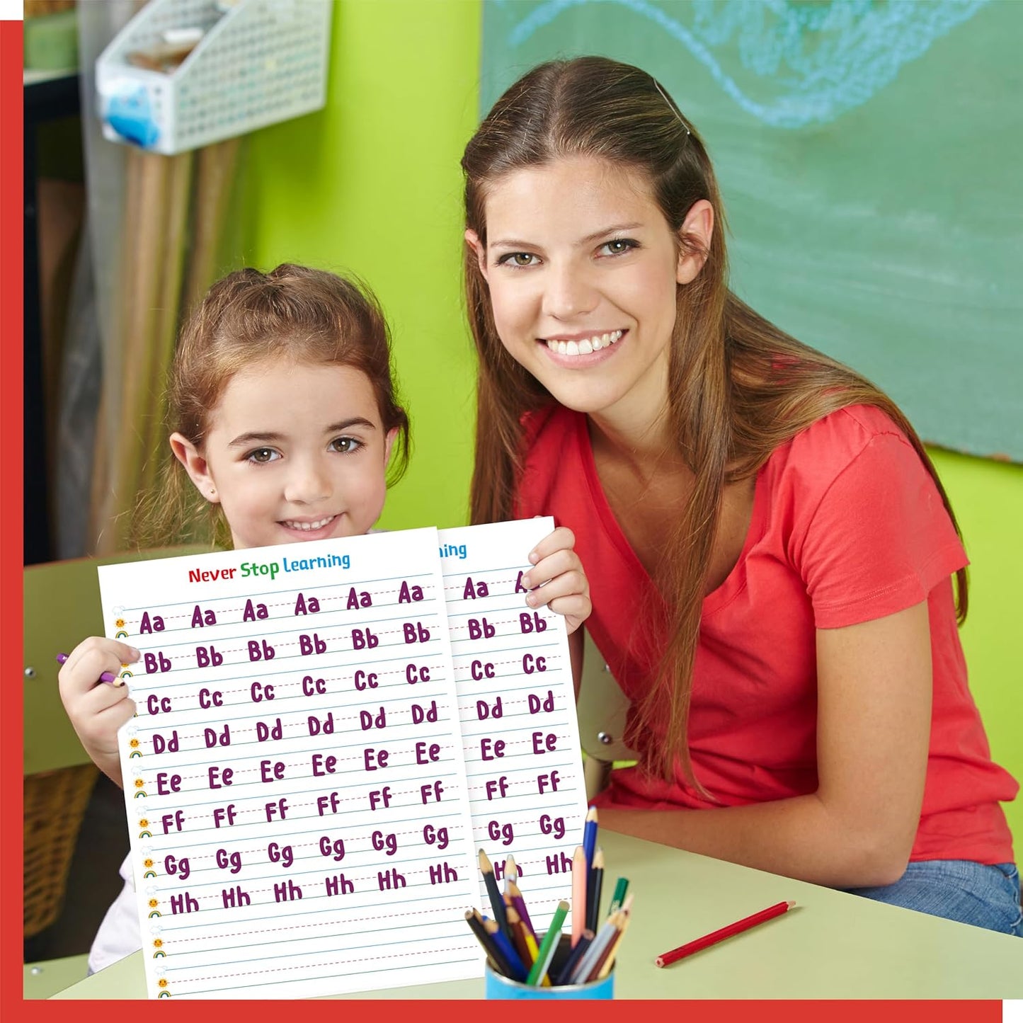 100 Sheets Ruled Writing Paper, Double-Sided Printing Skip-A-Line Ruled Writing Paper with Dotted Lines Handwriting Practice Paper 1” line spacing for Kindergarten Toddlers Kids (11” x 8.3”)