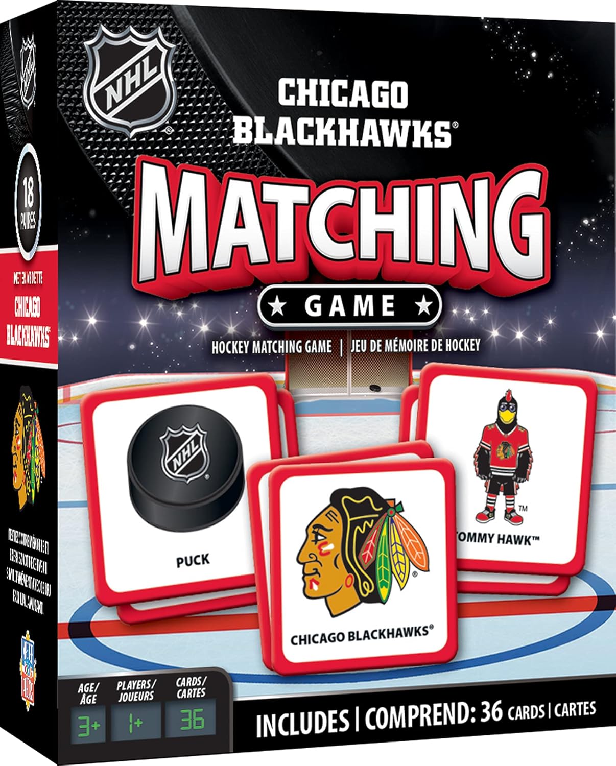 MasterPieces NHL Chicago Blackhawks Matching Game, For Ages 3+ - Fun Family Entertainment for Kids and Adults - Educational, Engaging, and Perfect for Game Night, Interactive Classroom Activities