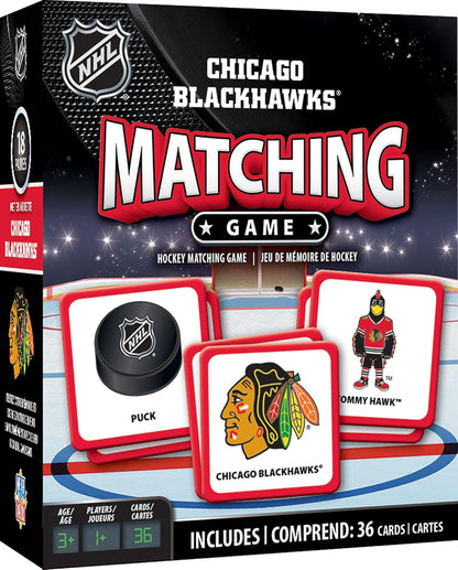 MasterPieces NHL Chicago Blackhawks Matching Game, For Ages 3+ - Fun Family Entertainment for Kids and Adults - Educational, Engaging, and Perfect for Game Night, Interactive Classroom Activities