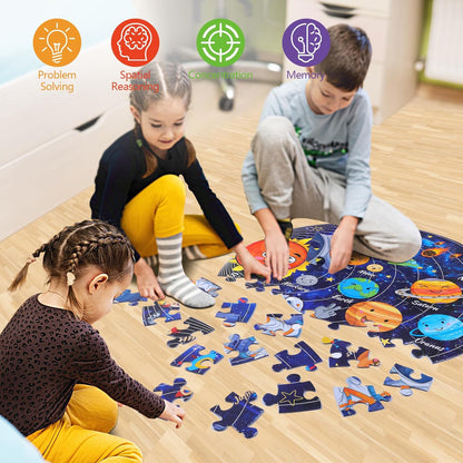Civaner 70 Pieces Floor Puzzles Round Large Puzzles for Kids Ages 3-5 5-8 Jumbo Jigsaw Puzzle Educational Gifts for Toddlers Girls Boys Baby Shower Holiday Birthday(Unicorn)