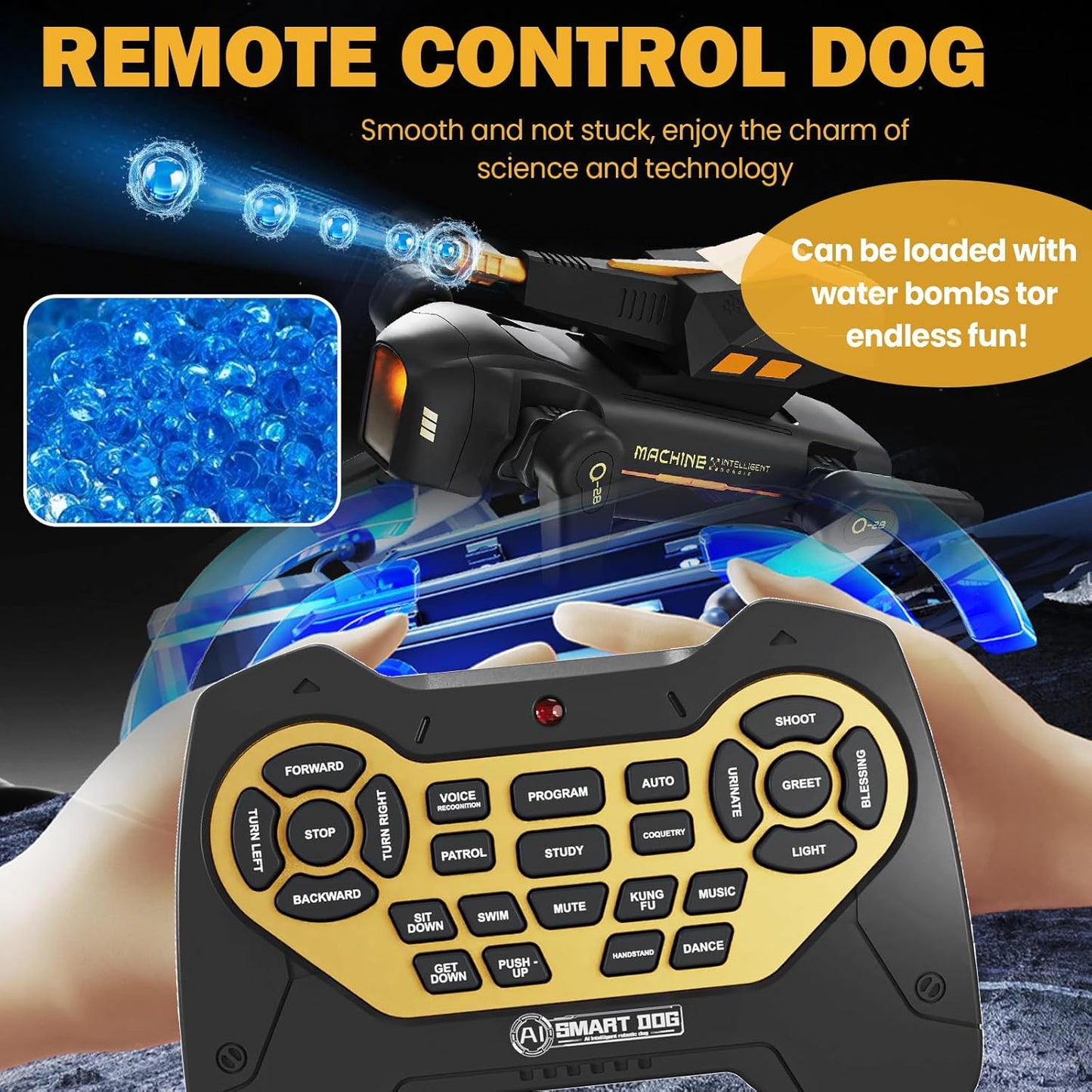 cxjoigxi Smart Dog Toy, Interactive STEM Pet with Blaster, Voice & Remote Control, App Programming, 30+ Actions, Bionic Walking, RC Dog Birthday Gifts for Kids Boys Girls Age 6+