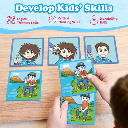 Kasfalci Sequencing Cards, Sequence Game for Kids, Speech Therapy Materials for Autism, Improve Storytelling,Social Skills, Sentence Building, Preschool Learning Activities for Classroom & Homeschool