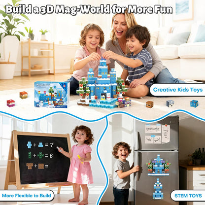 150pcs Magnetic Blocks,Magnetic Building Blocks STEM Toys for Kids Ages 3+,Magnet Tiles with Forest Animals Blocks Set, Educational Sensory Toys for Toddlers,Boys & Girls–Creative Game Gift
