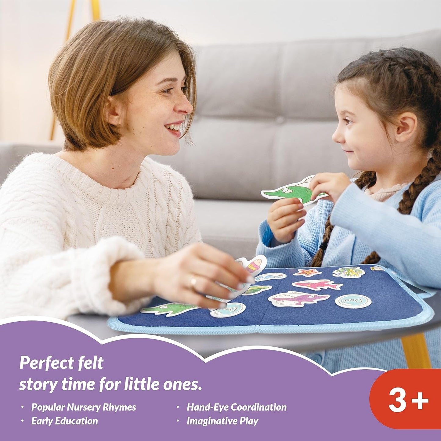 CHEFAN Felt/Flannel Board Story Set of 4, PRECUT Felt Pieces for Preschool Toddlers Circle Time,We are Going On A Bear Hunt, Mary Had A Little Lamb, Little Bo-Peep, Little Boy Blue