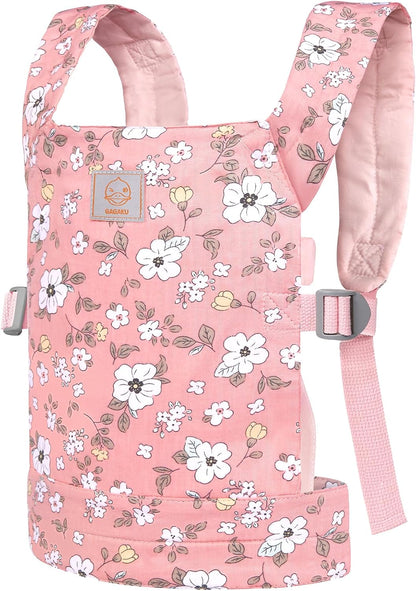 GAGAKU Doll Carrier for Kids, Toy Baby Doll Carrier, Reborn Dolls Carrier Toy Baby Sling with Adjustable Straps, Baby Doll Accessories - Green - Camellia