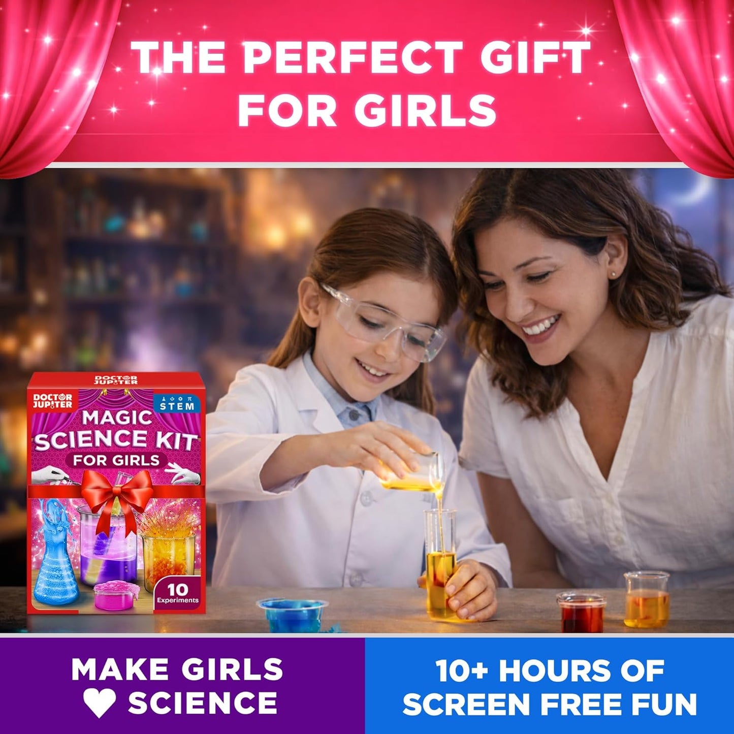 Doctor Jupiter Preschool Science Kit for Kids Ages 3-5 | Toddler Learning Activities, Birthday Gift Ideas for 3-4-5 Year Old Girls | Learning & Educational Toy STEM Kit with 100+ Experiments
