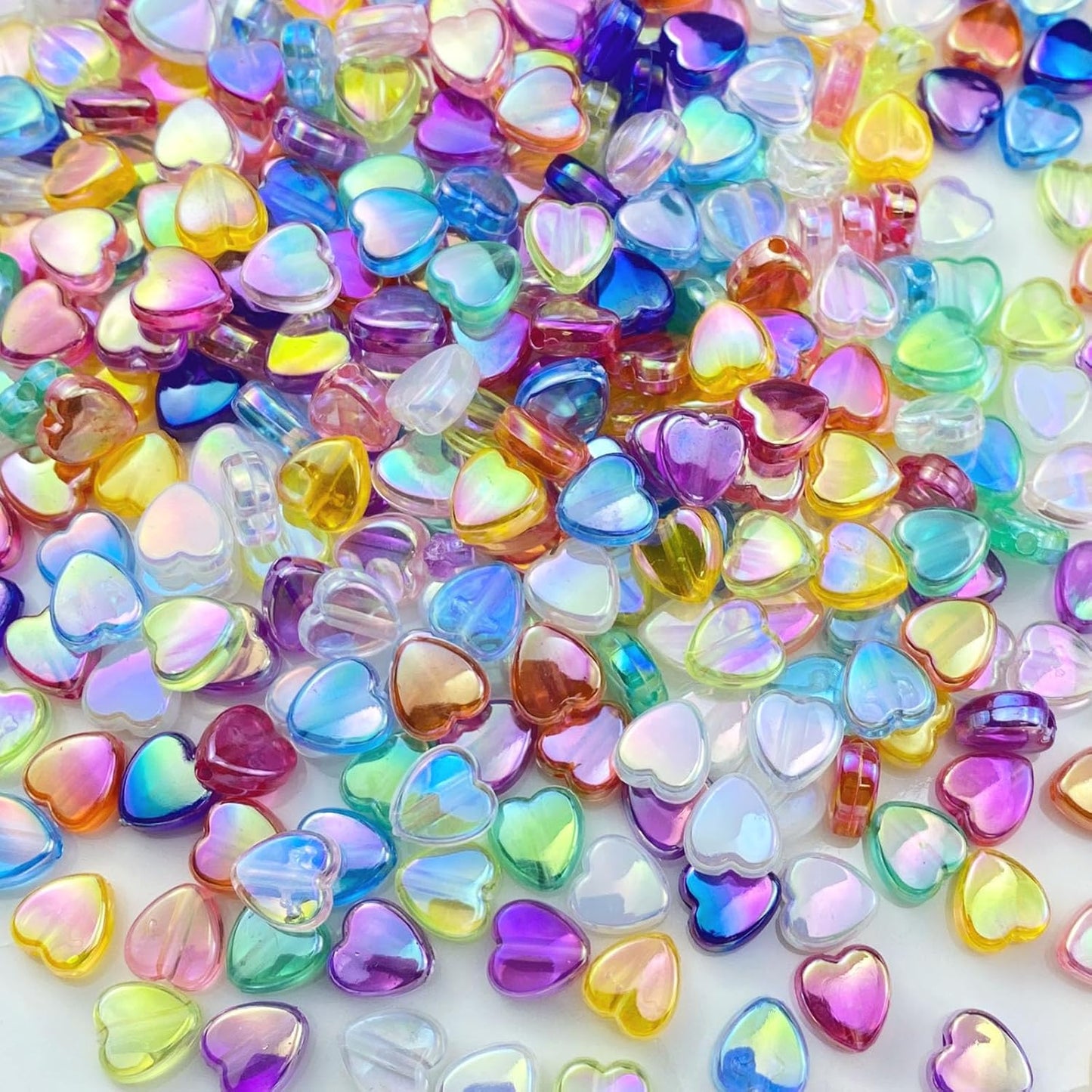 400 PCS Acrylic Heart Shape Beads AB Colors Heart Pony Spacer Beads for Jewelry Making DIY Bracelet Earring Necklace Key Chains(Deep Pink)