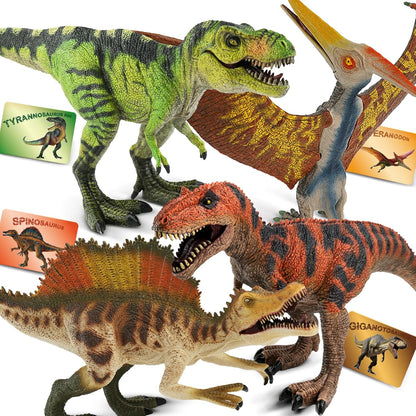 Zippytots 4 PCS Large Dinosaur Toys for Kids 3-5 Realistic Dinosaur Figures with Movable Parts & Learning Cards- Big Dino Toys for Kids 5-7 Ideal Gift for Toddlers Boys Girls Ages 3+