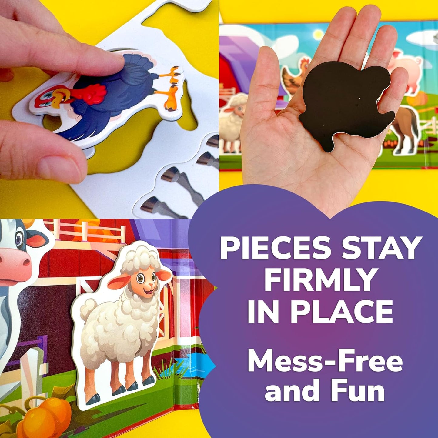 QUOKKA Travel Magnetic Puzzles for Toddlers 1-3 – 20+Pcs Farm Toy Game with Extra-Long Play Book – Fun Travel Game for Kids Ages 3-5 – Strong Magnets for Car Activities – Fun Toddler Puzzle Ages 2-4
