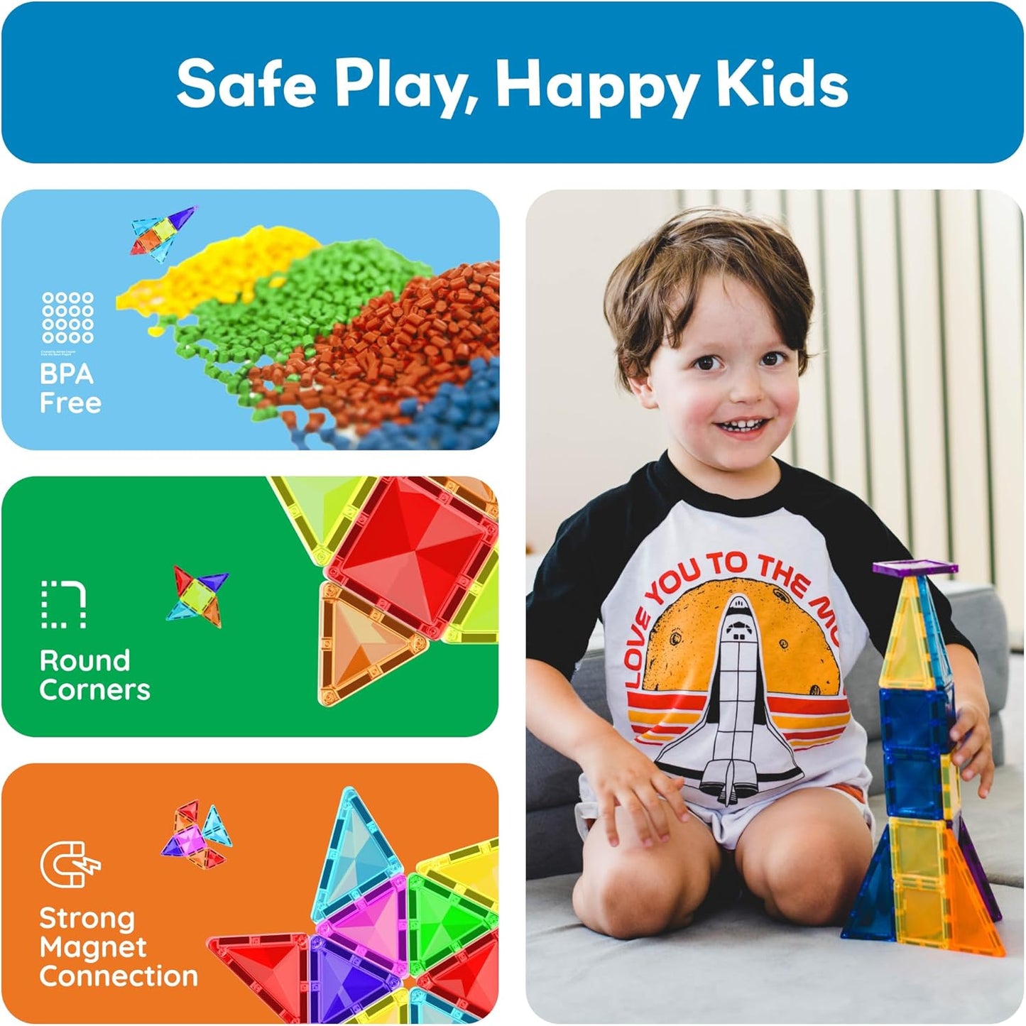 PicassoTiles 40pc Nano Mini Magnetic Tile Construction Building Blocks Travel Toy Set with Storage Case STEM Educational Fun Learning Magnet Tiles Stacking Toys for Toddlers Girls Boys Ages 3+ PN01