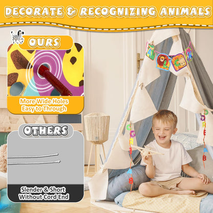 52 PCS Animals Lacing Cards for Kids Ages 3-5, Uppercase Sewing Cards Kits, Animal Alphabet Matching Games for Preschool Learning, Developing Fine Motor Skills Supplies