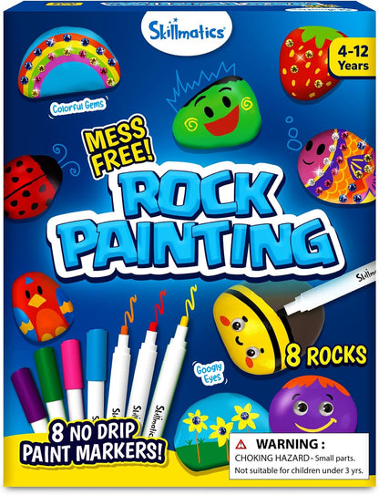 Skillmatics Rock Painting Kit - Mess-Free Art & Craft Kit for Girls & Boys, Craft Kits & Supplies, DIY Creative Activity, Screen-Free Fun, Gifts for Kids Ages 4, 5, 6, 7, 8, 9, 10, 11,12