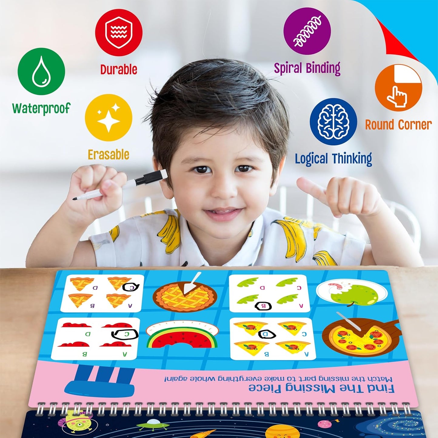 SpriteGru Dry Erase Mazes Game Pad, 30 Mazes Reusable & Erasable Book, Fun Brain Challenge Games Interesting Educational Toy and Learning Tool for Road Trip Airplane Travel