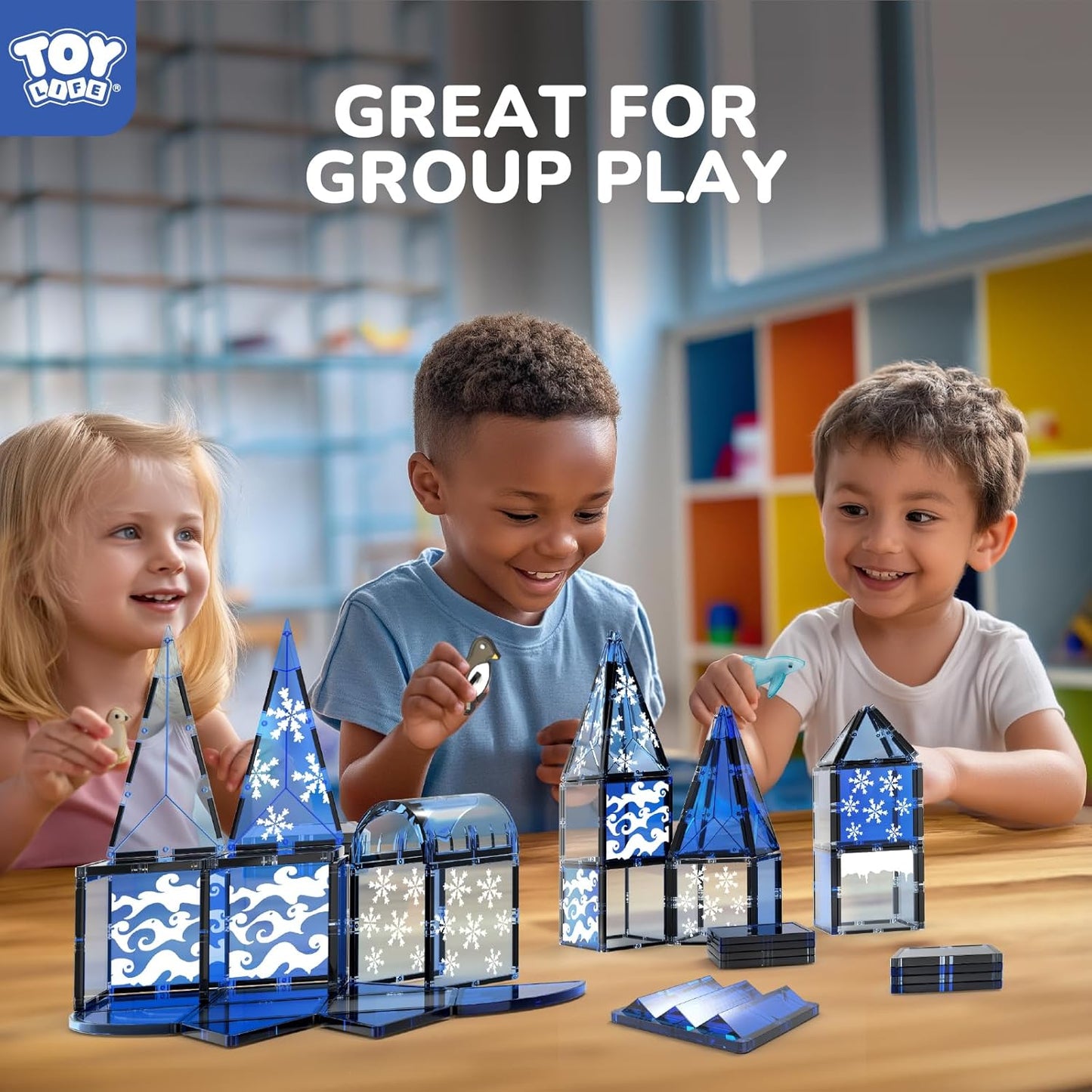 TOY Life 38 Pcs Magnetic Tiles Animals for Toddlers 3-5 Magnet Blocks for Kids Ages 4-8 STEM Magnet Tile Toys Building Tiles Set Christmas Birthday Gift for Boys and Girls