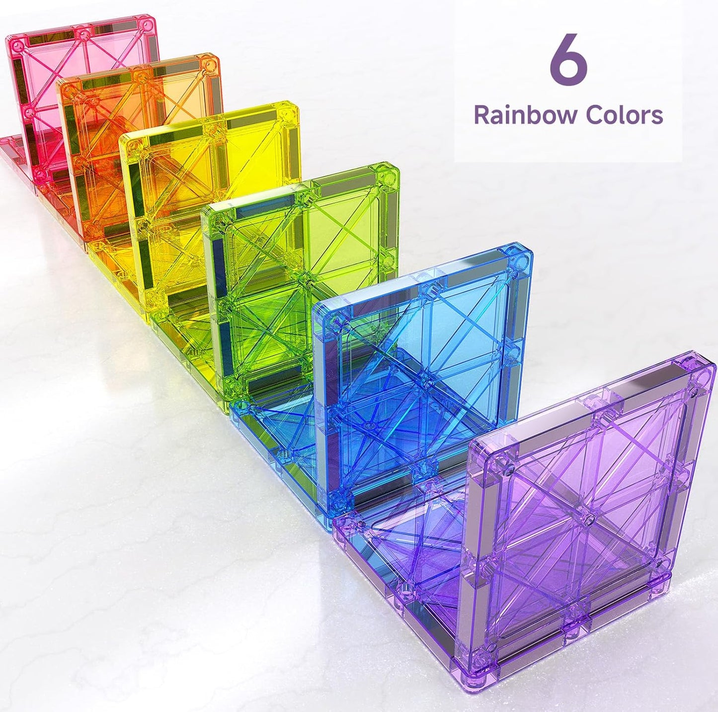 42-Piece Mini Magnetic Tiles Travel Set with Metal Storage Box - Portable STEM Building Blocks for Kids Ages 3-8, Montessori Educational Toys for Airplane & Car Rides, Gift for Boys & Girls