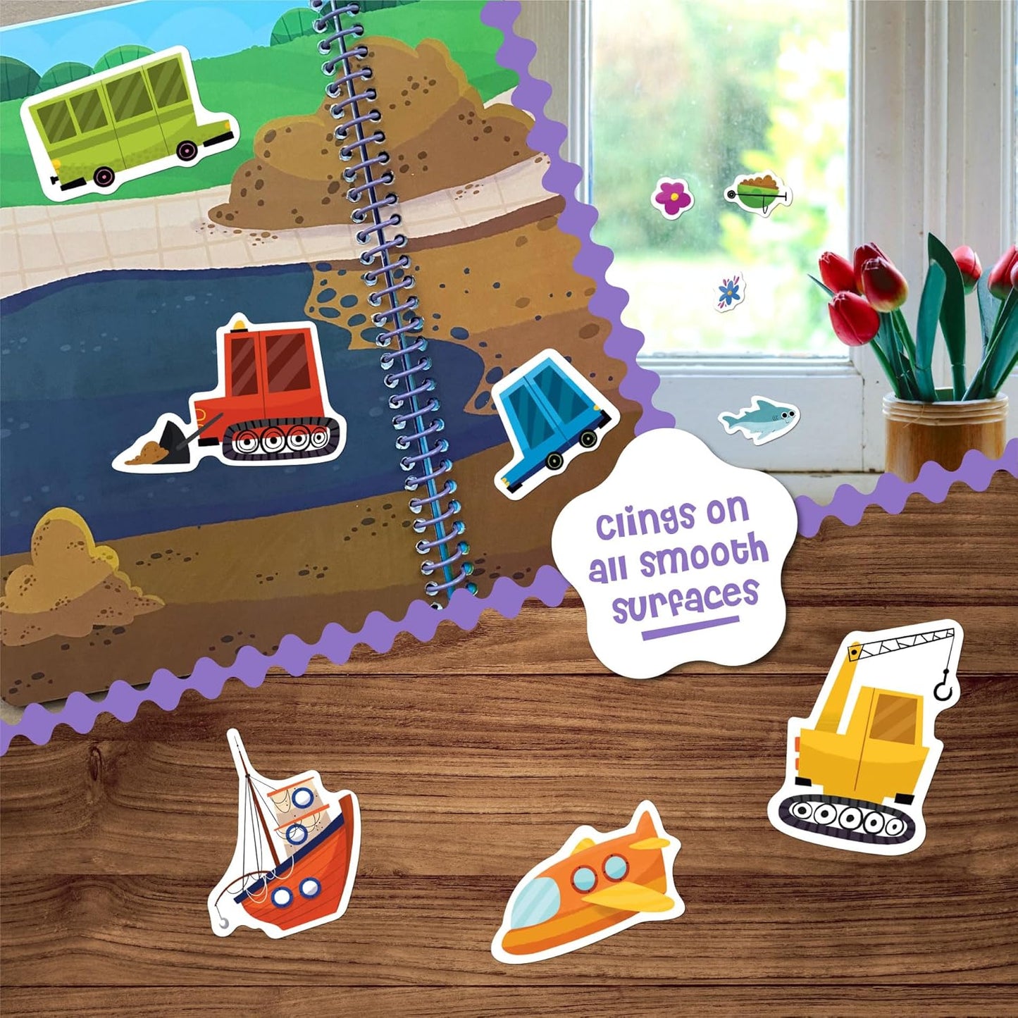 Stick4Ever Jelly Sticker Book - for Kids - Waterproof, Easy to Clean Reusable Sticker Book for Toddlers- Reusable Road Trip Activities for Kids - Stocking Stuffers for Toddlers (Wonderland)