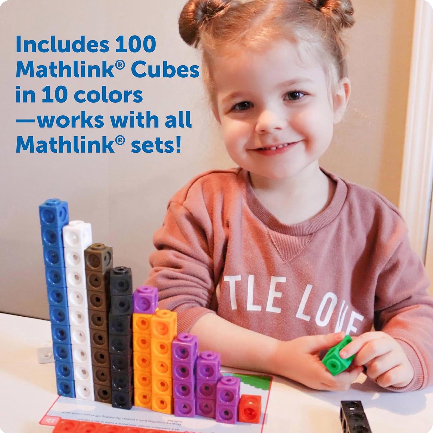 Learning Resources STEM Explorers MathLink Builders - 100 Pieces, Ages 5+ Kindergarten STEM Activities, Math Activity Set and Games for Kids, Mathlink Cubes Activity Set