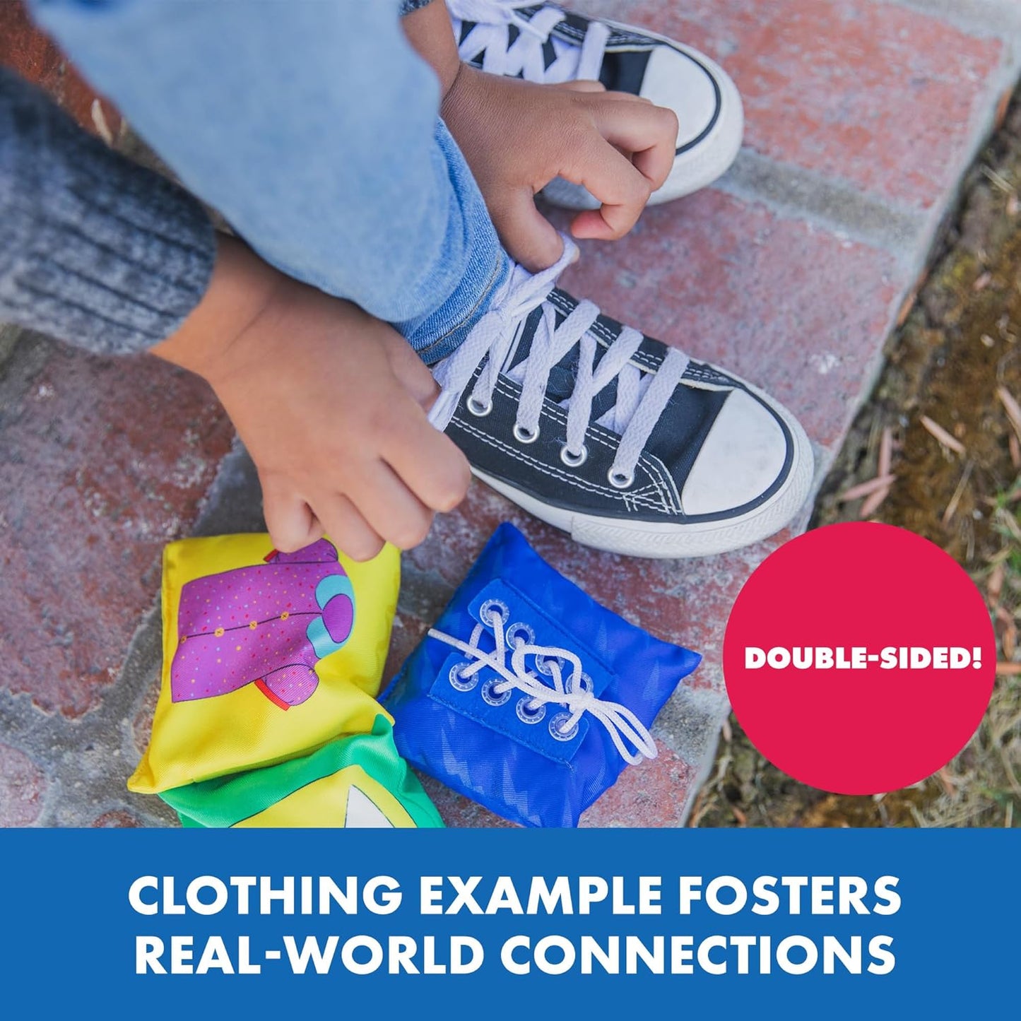 Educational Insights Dressing Skills Bean Bags - Montessori Busy Board Activites for Toddlers, Shoe Tying Practice, Occupational Therapy Toys, Teach Life Skills & Learn How To Dress for Kids Ages 4+
