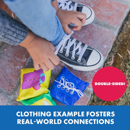 Educational Insights Dressing Skills Bean Bags - Montessori Busy Board Activites for Toddlers, Shoe Tying Practice, Occupational Therapy Toys, Teach Life Skills & Learn How To Dress for Kids Ages 4+