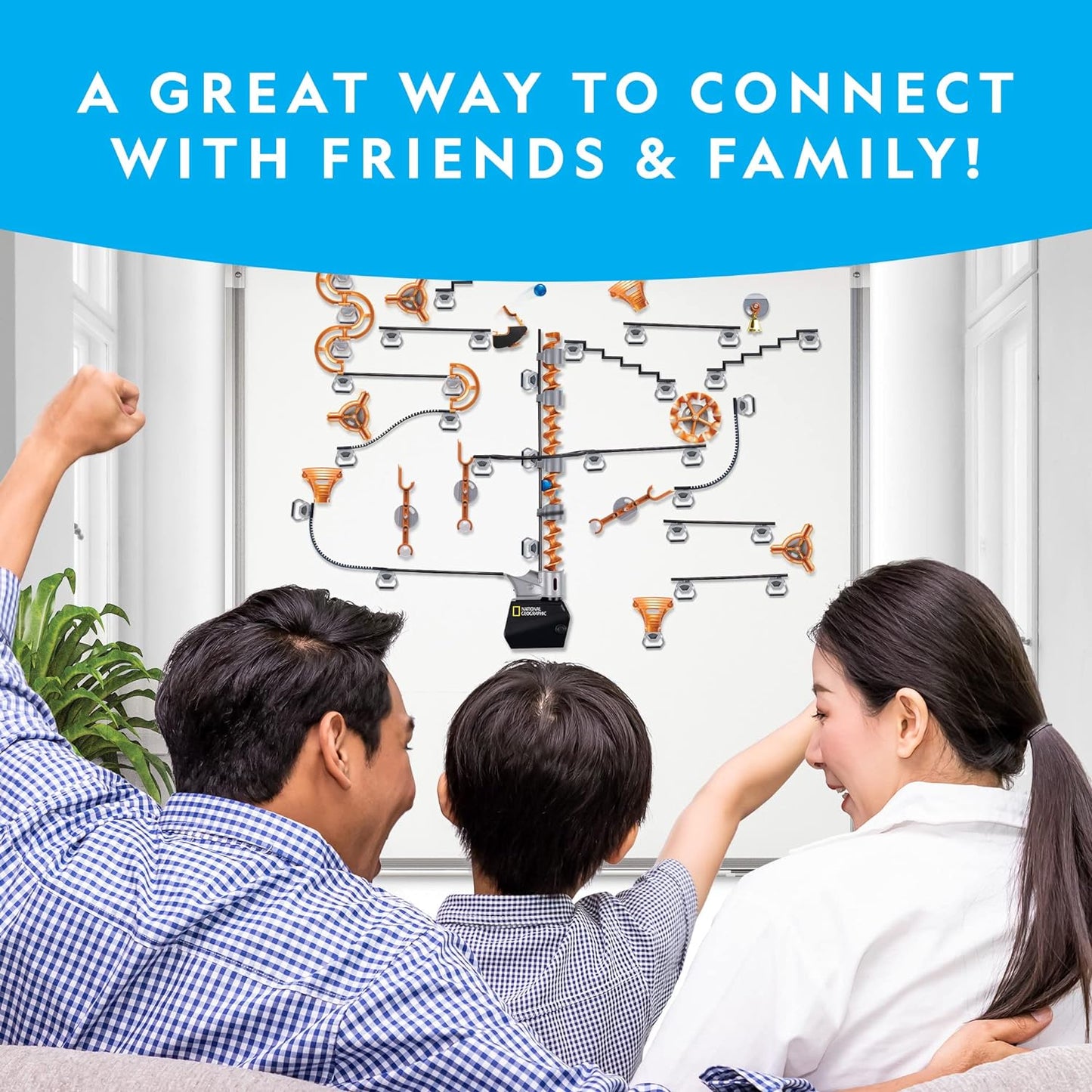 National Geographic Magnetic Marble Run - 75-Piece STEM Building Set for Kids & Adults with Magnetic Track & Trick Pieces & Marbles for Building A Marble Maze, STEM Project