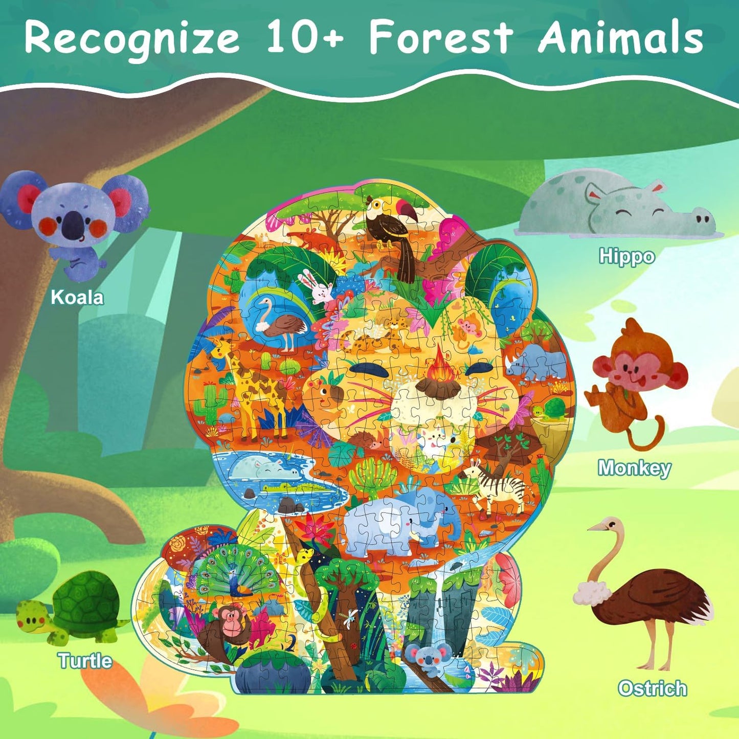 Dinosaur Puzzles for Kids Ages 6-8 Years Old 295 Piece Jigsaw Puzzles Unique Animal Shape Floor Puzzle Ages 8-10 Learning Educational Toys Birthday Gift for Boys Girls Ages 10-12