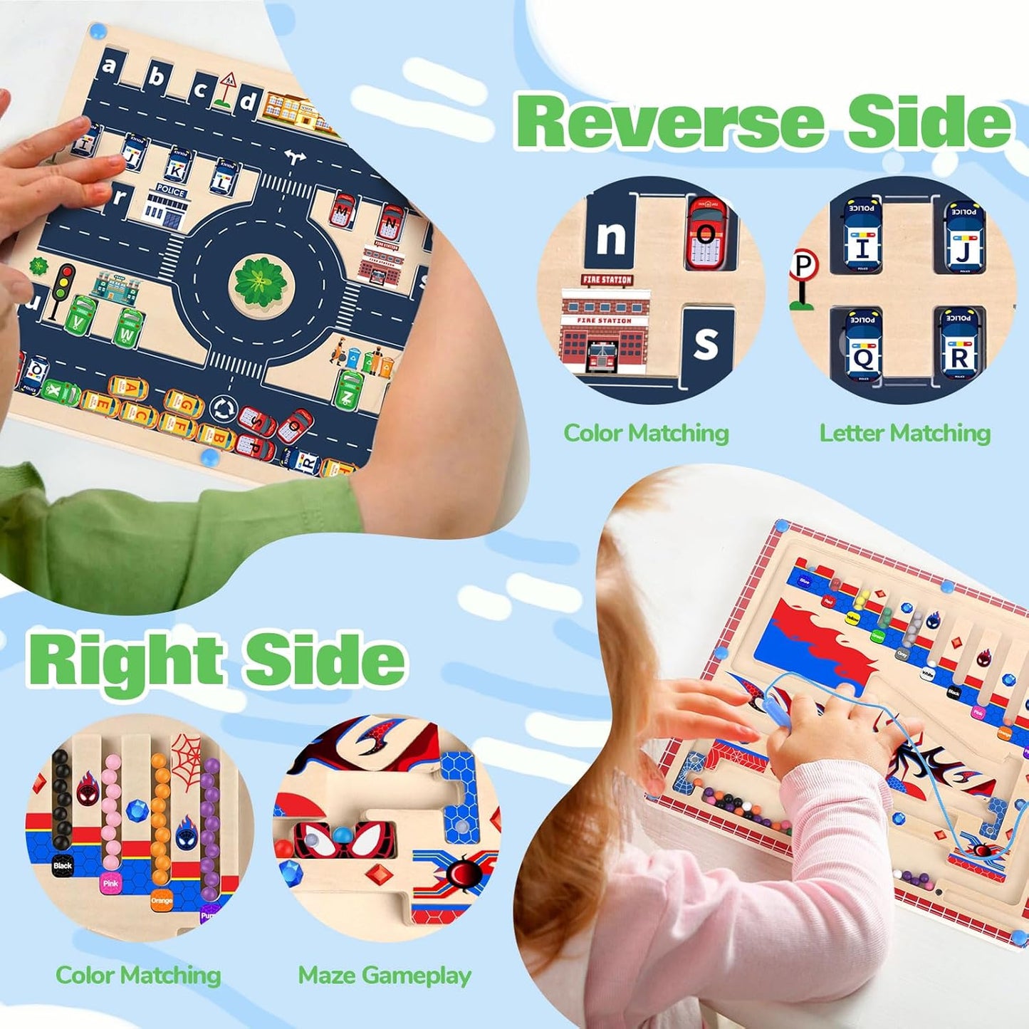 Gifts for Girls 2 in 1 Montessori Toys Magnetic Color and Number Maze Toys for Girls Toddler Wooden Magnetic Puzzles Toddler Preschool Learning Activities Busy Board Game