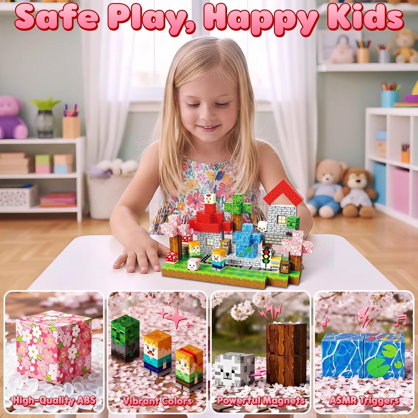 Magnetic Blocks Toys for Kids, 100 PCS Building Blocks Cubes, Stacking Magnetic Tiles Toys for Kids Toddlers Boys Girls Ages 3 4 5 6 7 8-12 Birthday Gifts Party Supplies (Underworld)