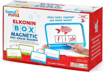 hand2mind Elkonin Boxes Magnetic Dry Erase Boards Set, Phonemic Awareness, Speech Therapy Materials, Letter Sounds for Kindergarten Phonics, Science of Reading Manipulatives (Set of 8), White