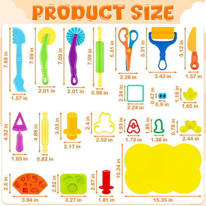 Dough Tools for Kids,9-Piece Kids Clay and Dough Tool Kit– Includes Roller, Rolling Pins, Cutting Tools, Safe Scissors & Plastic Knife for Fun DIY Craft Activities