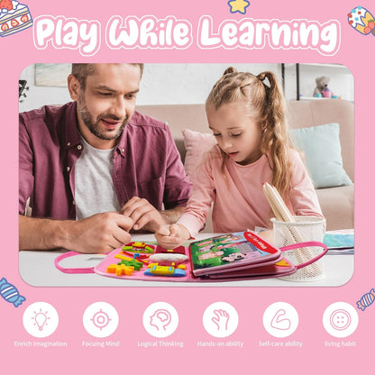 TenFans Busy Board - Montessori Toys for 3+ Year Old - Sensory Toys for Toddlers 3-5 - Gifts for Boys Learning Fine Motor Skills - Educational Activities Travel Toys for Car Airplane