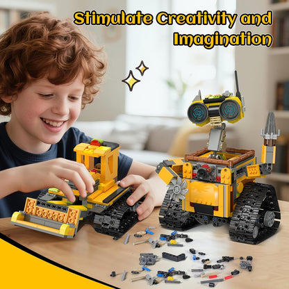 HiWEEGO Robot Building Sets for Kids - 5 in 1 Wall Robotic Kit, 748 PCS Robot with Interchangeable Arms Bulldozer Plane Building Block Toy Model for Boys Girls 8-12 Easter Home Decor