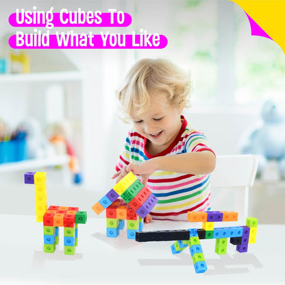 SpriteGru Math Linking Cubes, Math Cubes Manipulatives with Activity Cards Linking Cube Math Counters for Kids Kindergarten Learning Activities