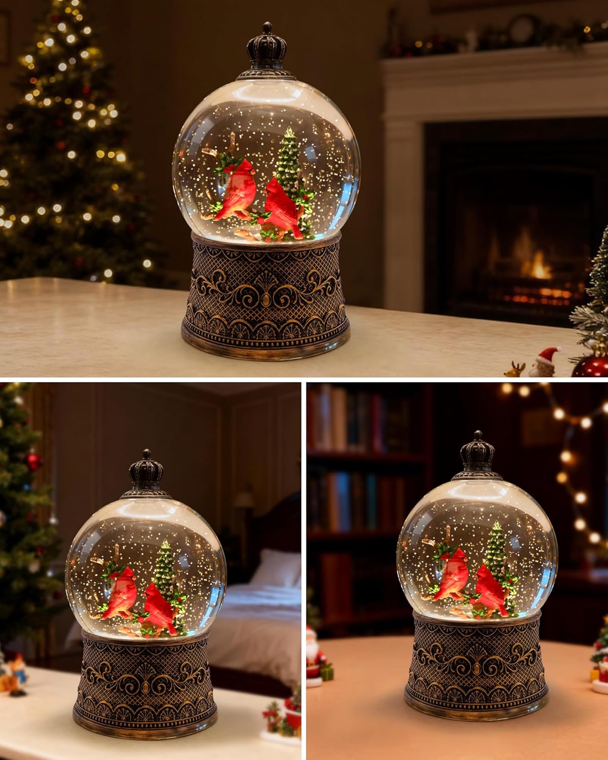 Extra Large Christmas Snow Globes Christmas Lantern, 12.99" Musical Snow Globe with 8 Songs, Santa Snowglobe for Kids Adults, 6H Timer Dual Power, Lighted Christmas Decorations Indoor Gifts