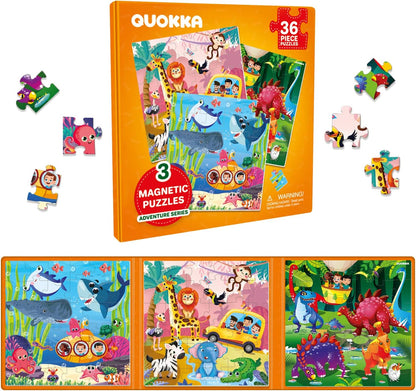 QUOKKA Magnetic Puzzles for Kids Ages 4-6 – Magnetic Fractions Learning Set for Kids 6-12 – Math Games for Homeschooling, Classrooms & Travel – 110 Magnets, 12 Task Pages, Marker – Toddler Travel Toys