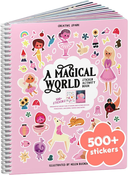 Animals Habitat 500+ Kids Sticker Book by Cupkin Toddler Airplane Travel Activity Coloring and Sticker Book, Road Trip Essentials, 12 Coloring Pages + 12 Scenes for Ages 2–8 Years - Colors A
