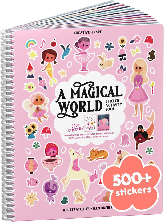 Animals Habitat 500+ Kids Sticker Book by Cupkin Toddler Airplane Travel Activity Coloring and Sticker Book, Road Trip Essentials, 12 Coloring Pages + 12 Scenes for Ages 2–8 Years - Colors A