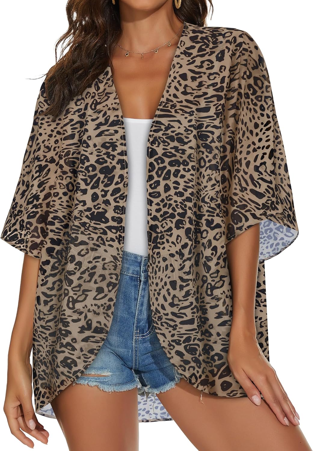 Womens Kimono Cardigans Beach Cover ups Swimwear Puff Sleeve Loose Casual Summer Tops 2026