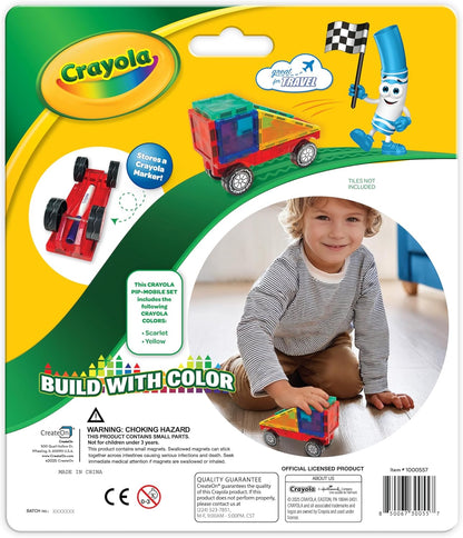 CreateOn Crayola Mini Magnetic PIP-Tiles, Building Set for Kids, Magnetic Building Toys for Kids, STEM Travel Toys for Boys and Girls Ages 3+, 24-Piece Set (Glitter)