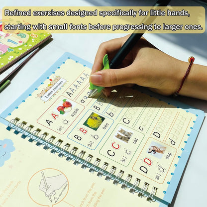 Magic grooved Writing Practice Book, Reusable grooved Handwriting Practice for Kids, Tiny Thinkers Handwriting Practice Magic Copybook, for grooved Writing Books for Kids 3-5