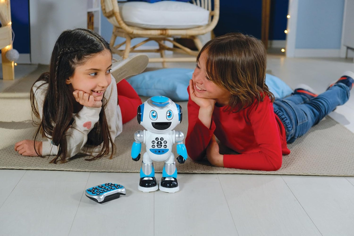 LEXiBOOK Powerman Max - Remote Control Walking Talking Toy Robot STEM Programmable Dances Sings Telling 10,000 Stories 300+ Learning Quiz Shooting Discs and Voice Repeat for Kids 4+ - ROB80EN, White