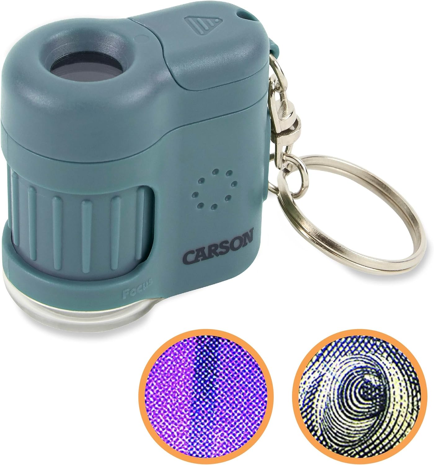 Carson MicroMini 20x Lighted Compact Pocket Microscope, UV and LED Flashlight, Orange (MM-280O)