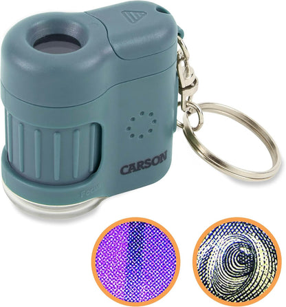 Carson MicroMini 20x Lighted Compact Pocket Microscope, UV and LED Flashlight, Orange (MM-280O)