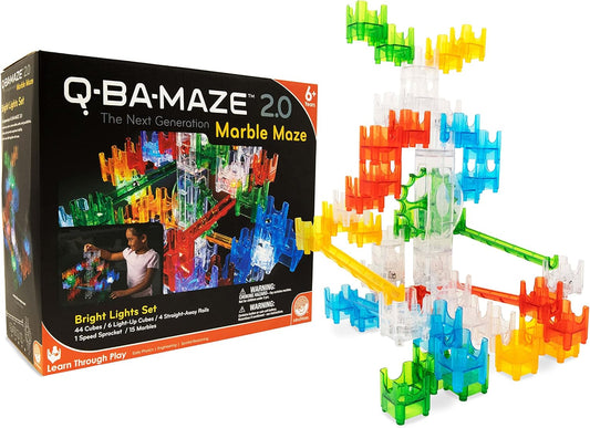 MindWare Q-BA-Maze Bright Lights The Next Generation Marble Maze Kids Toys - STEM Marble Run - Recommended for Ages 6+ - Educational Gift for Boys and Girls