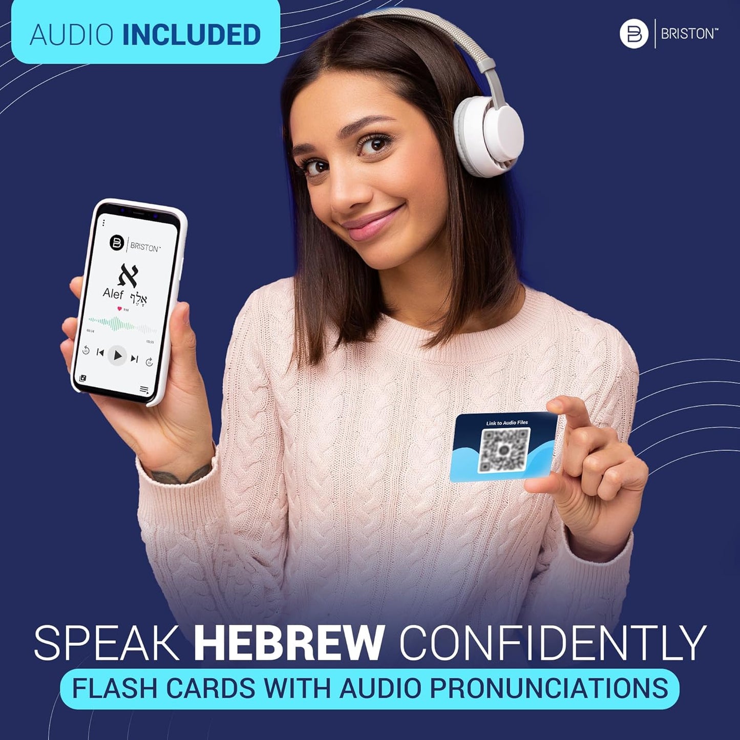 Biblical Hebrew Alphabet Flash Cards – 54 Alef-Bet Letters with Transliteration & Pronunciation – Educational Language Learning Tool for Students & Adults – Briston Hebrew Edition