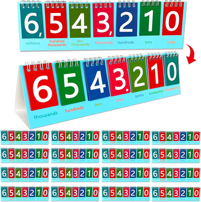 5 Pack Student Place Value Flip Chart Double-Sided with Whole Numbers and Decimals 1st 2nd 3rd Grade Math Learning Tool to Count by Ones, Tens, Hundreds, Thousands and Millions Classroom Must Haves