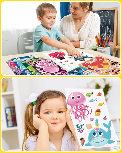 24 Pcs Make Your Own Dinosaur Sticker Sheets, Dinosaur Party Favors Face Stickers for Kids Boys Toddlers Crafts Activities Gift Bags Birthday Party Valentines Day Gifts for Kids Classroom
