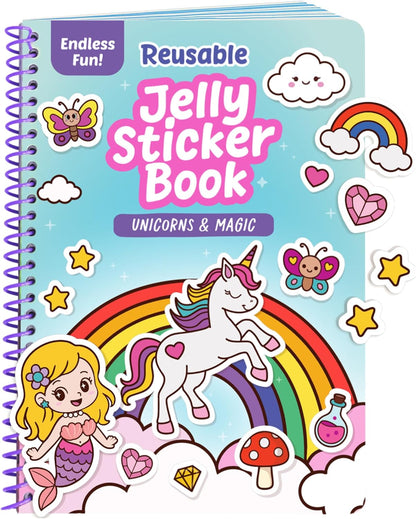 Reusable Jelly Sticker Book - Farm, 7 Scenes - 50 Thick Washable Stickers for Toddlers & Kids: Animals Stickers for Kids, Gift for Ages 3-5 Years Old - Toddler Travel Toys 2-4, Road Trip Activities