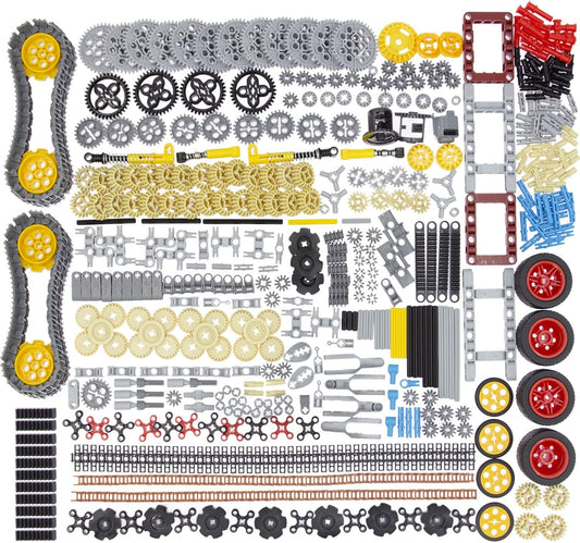 Habow 852pcs Technic-Parts Gears-Axle-Pin-Connector Compatible with Mainstream Brands, Shock-Absorber Wheels Chain Link Frame Joints Differential Engine Kit. MOC Pieces for Toy Building Sets