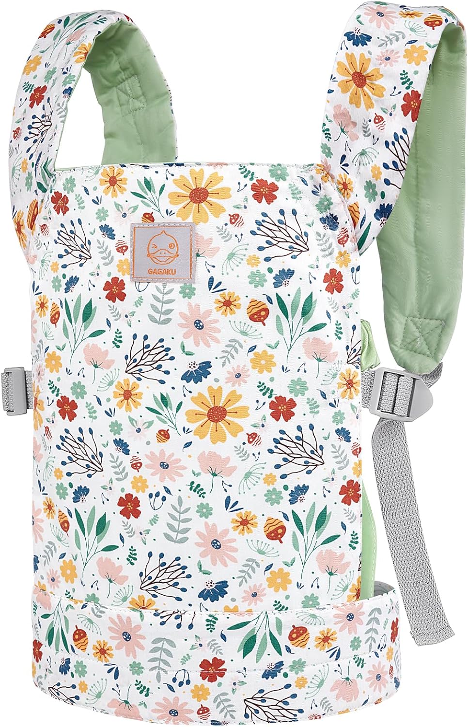 GAGAKU Doll Carrier for Kids, Toy Baby Doll Carrier, Reborn Dolls Carrier Toy Baby Sling with Adjustable Straps, Baby Doll Accessories - Green - Camellia