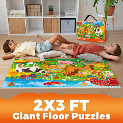 QUOKKA Giant Floor Puzzle for Kids Ages 4-6 – 2x3 Feet Extra-Thick 48 Pieces Toddler Puzzle Ages 3-5 – Bugs Educational Activity for Boys Girls – Premium Box with Sturdy Handle & Magnetic Closure